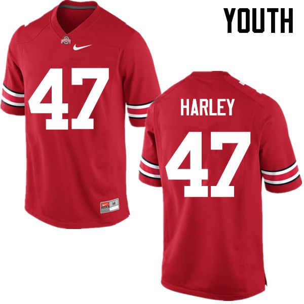Ohio State Buckeyes #47 Chic Harley Youth Embroidery Jersey Red OSU1815